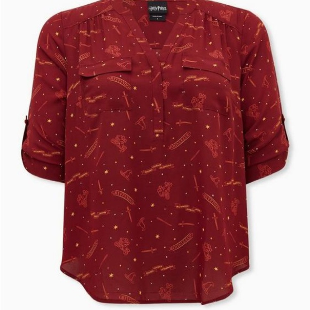 Harry Potter Gryffindor House Dark Red Georgette Pullover Blouse 1X (14-16)